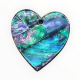 28×30 mm Blue/Black Heart Abalone Shell Shape, One-Hole Sew-On Shell on Acrylic Gem (Sold in Pairs)